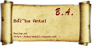 Bába Antal névjegykártya